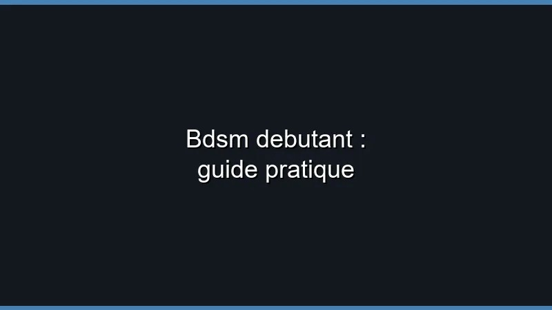 BDSM débutant : guide pratique